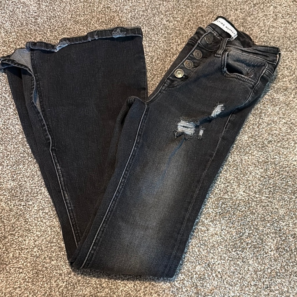 Flying Monkey Black Mid Rise Flare Jeans